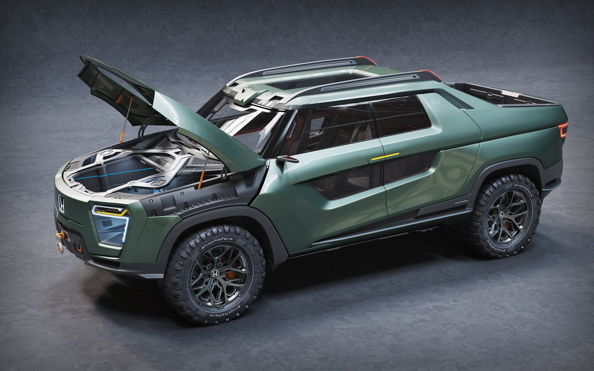 Designer Creates A Honda Ridgeline Electric Pickup For The Future