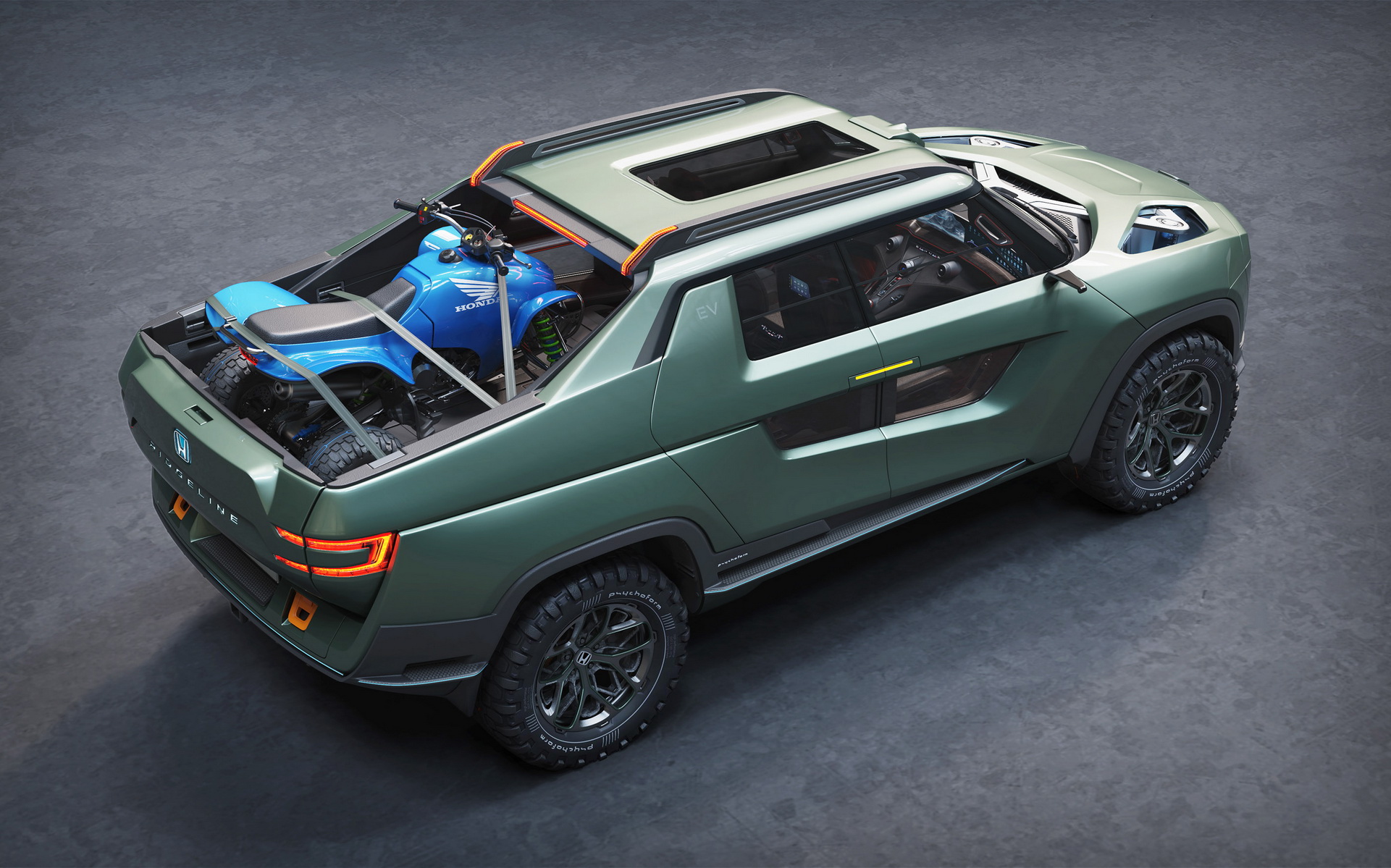 Designer Creates A Honda Ridgeline Electric Pickup For The Future