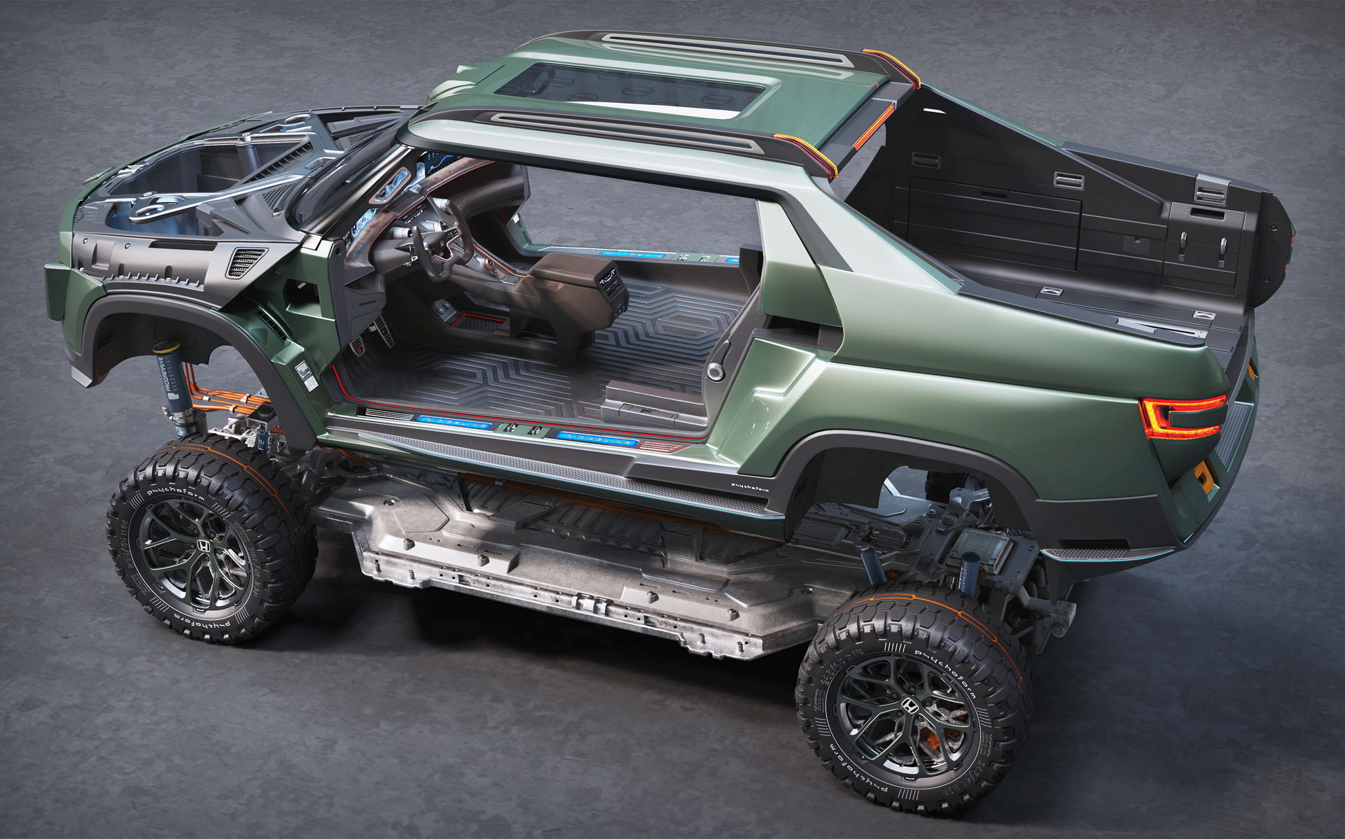Designer Creates A Honda Ridgeline Electric Pickup For The Future