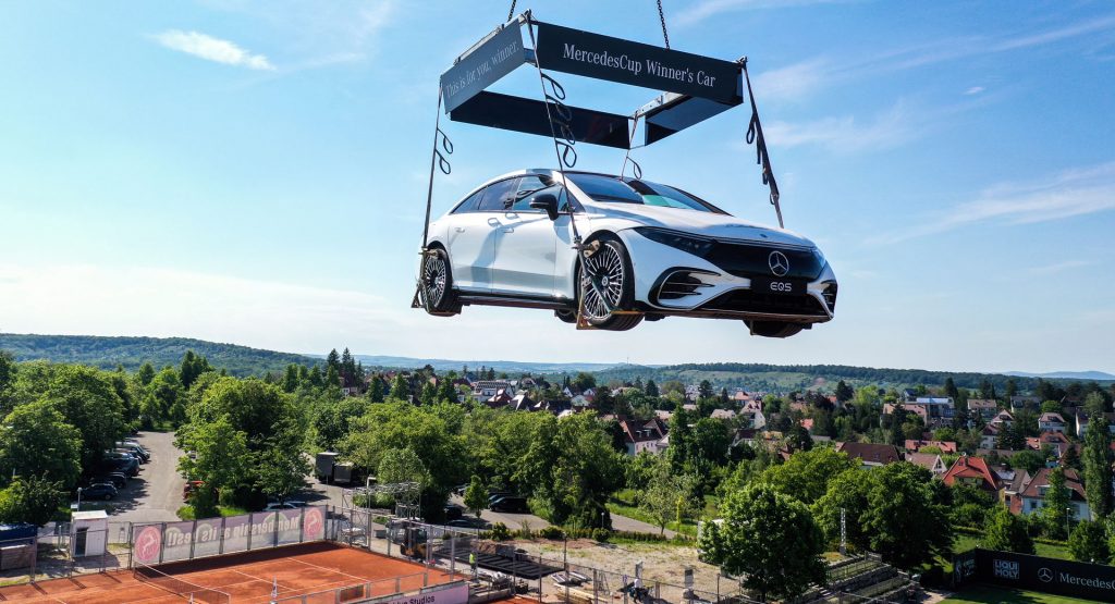 A Mercedes-Benz EQS Will Be Dangling On Top Of Stuttgart Tennis Tournament