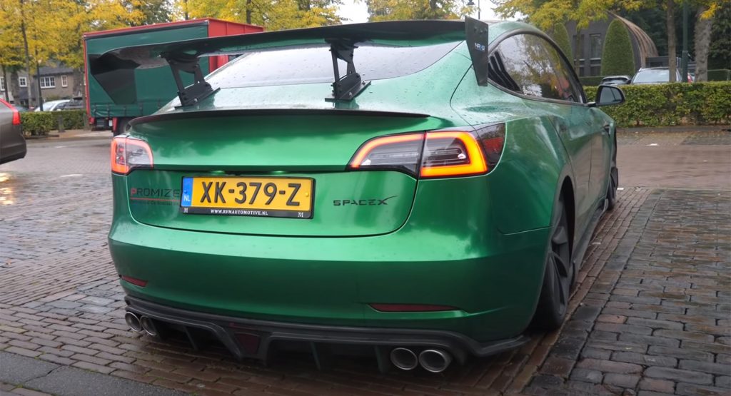  Here’s More Of That Tesla Model 3 With Fake Exhausts And A Sound Generator