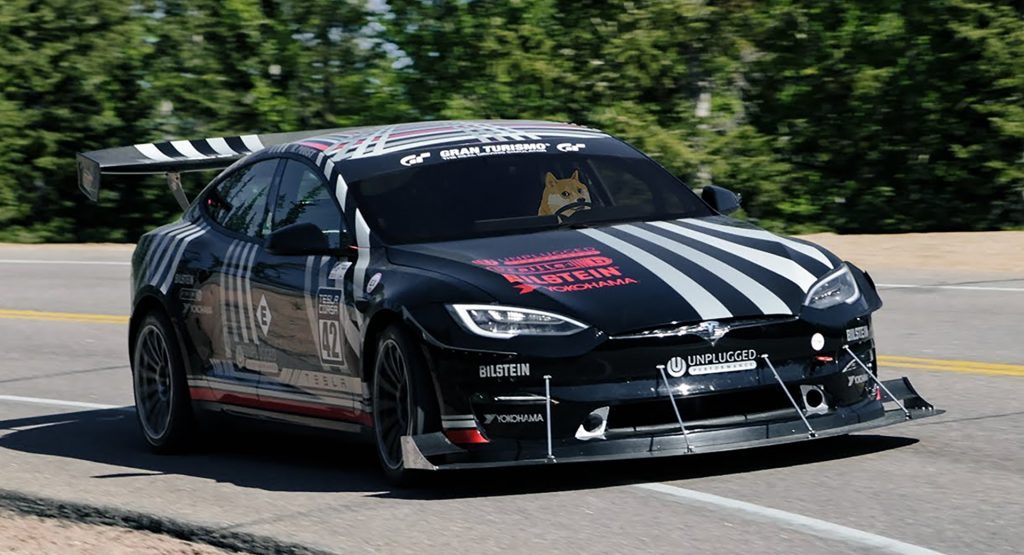  Watch Randy Pobst Rip The Unplugged Performance Tesla Model S Plaid Up Pikes Peak