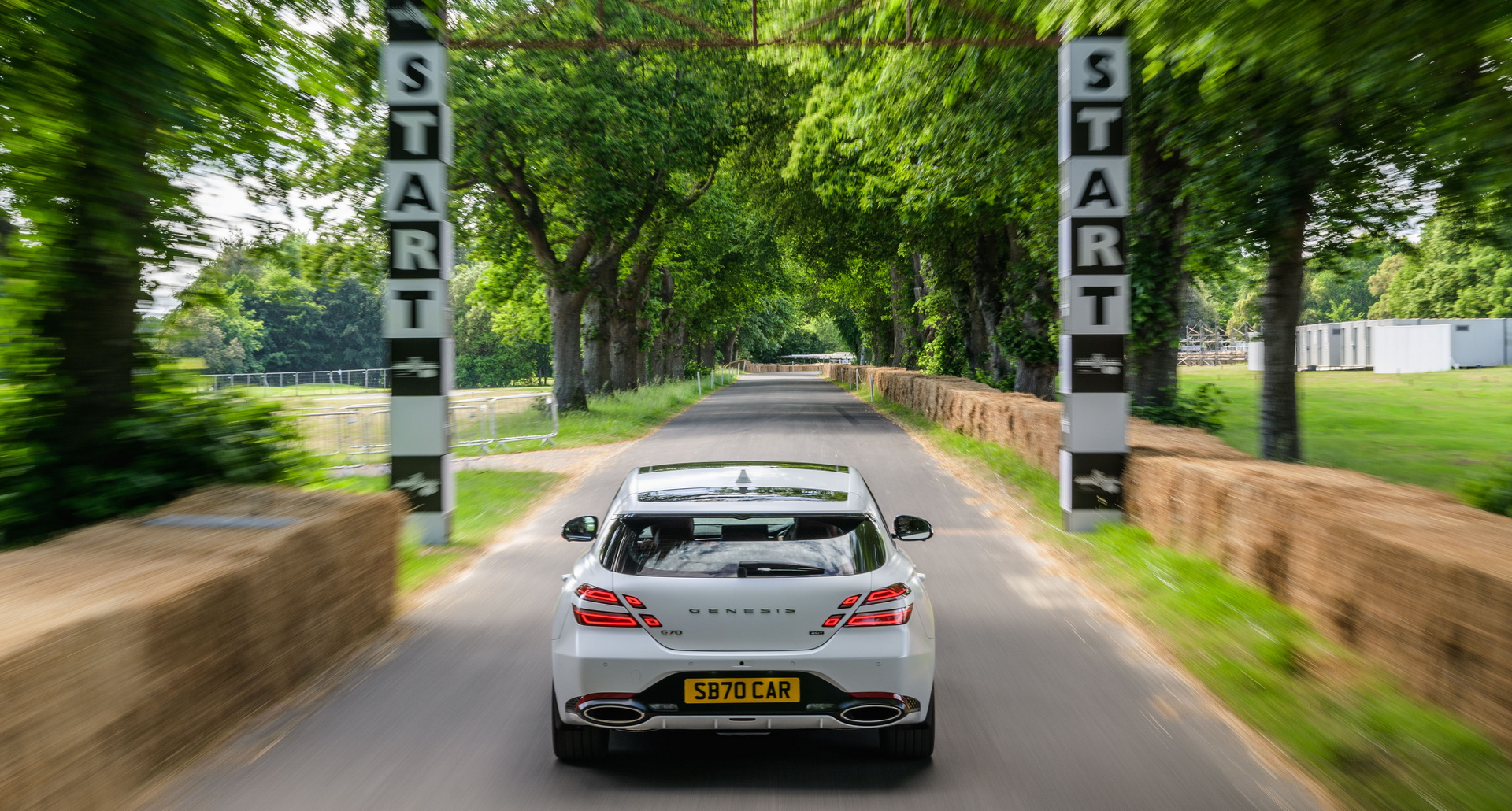 Genesis G70 Shooting Brake Flies Up The Goodwood Hillclimb Chased By A Drone