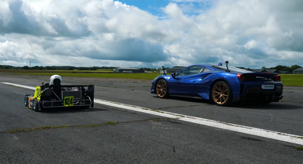 How Does A Superkart Stack Up Against A Ferrari 488 Pista In A Drag Race?
