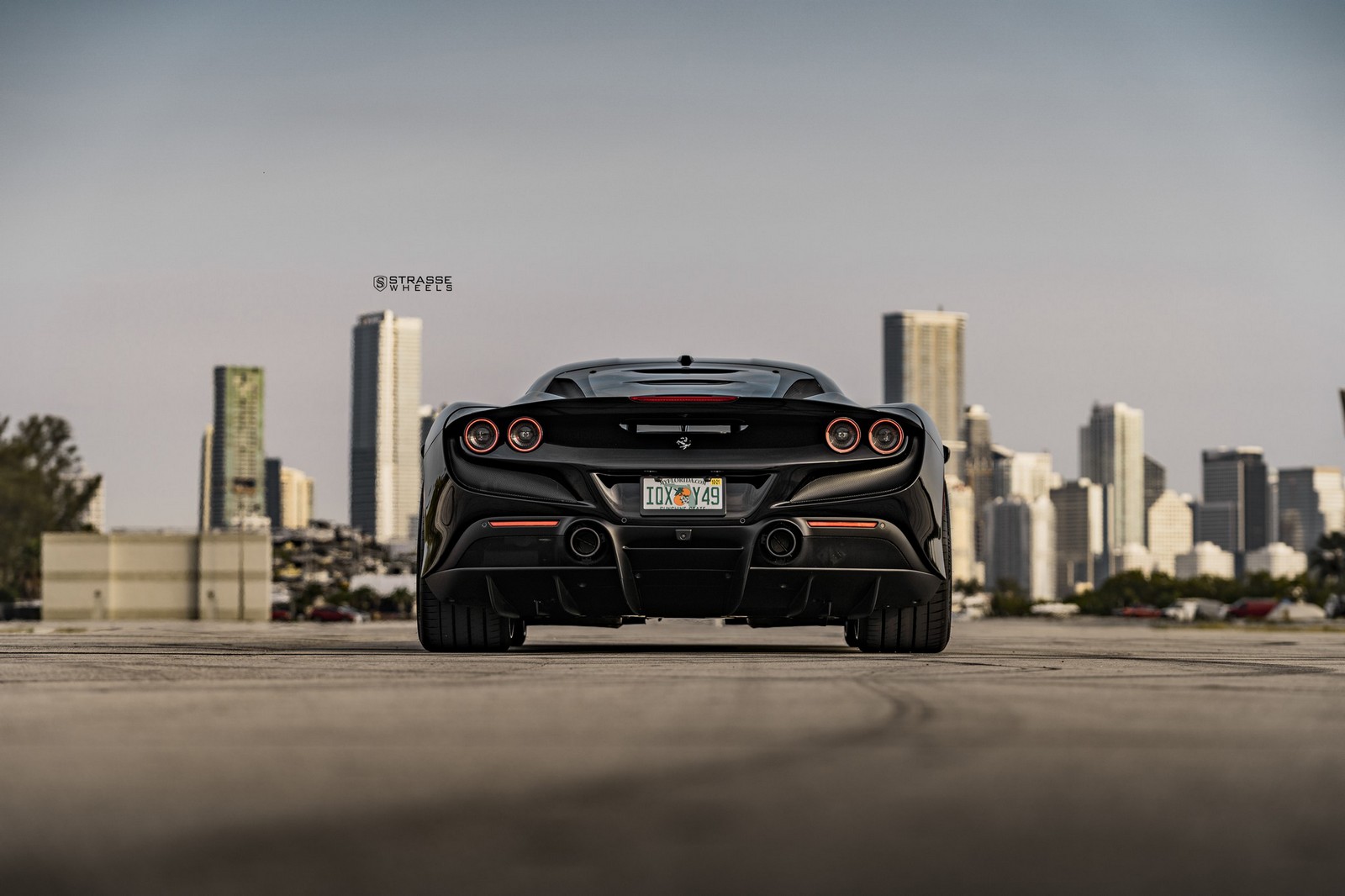 Pitch Black Ferrari F8 Tributo Looks Good With Dark Multi-Spoke Aftermarket Wheels