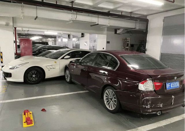 Wife Quarrels With Husband, Rams BMW Into Ferrari GTC4Lusso, Porsche 918 And Mercedes