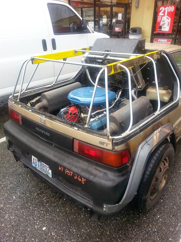 Chopped 1980s Honda Civic Gets A Mid-Engined Transplant With An Oldsmobile V8