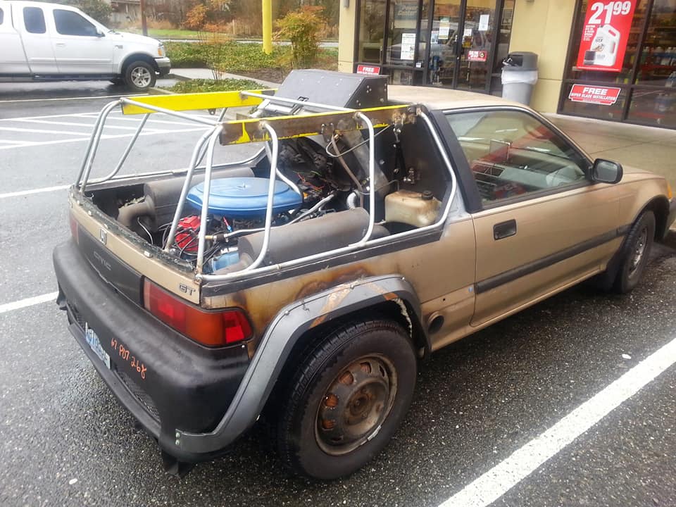 Chopped 1980s Honda Civic Gets A Mid-Engined Transplant With An Oldsmobile V8