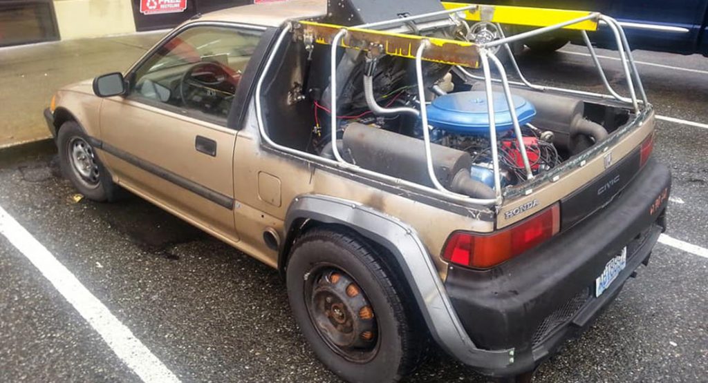  Chopped 1980s Honda Civic Gets A Mid-Engined Transplant With An Oldsmobile V8