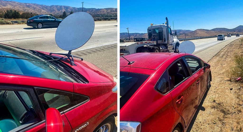 Toyota Driver Nabbed For Driving With Starlink Dish On Hood Said He Needed WiFi On The Road