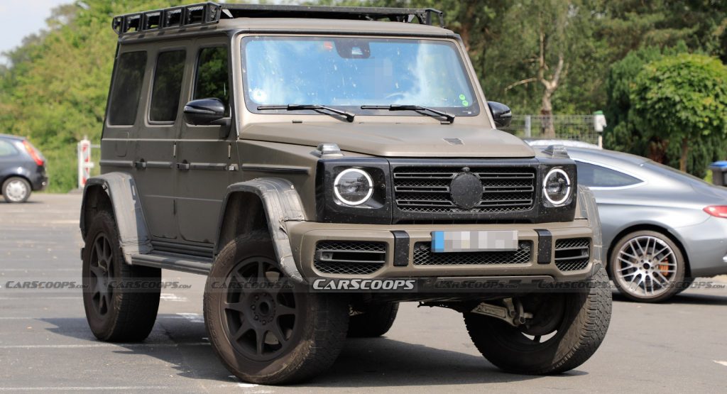 New Mercedes Amg G Class 4 4 Is Getting Ready For Munich With A Military Style Wrap Carscoops