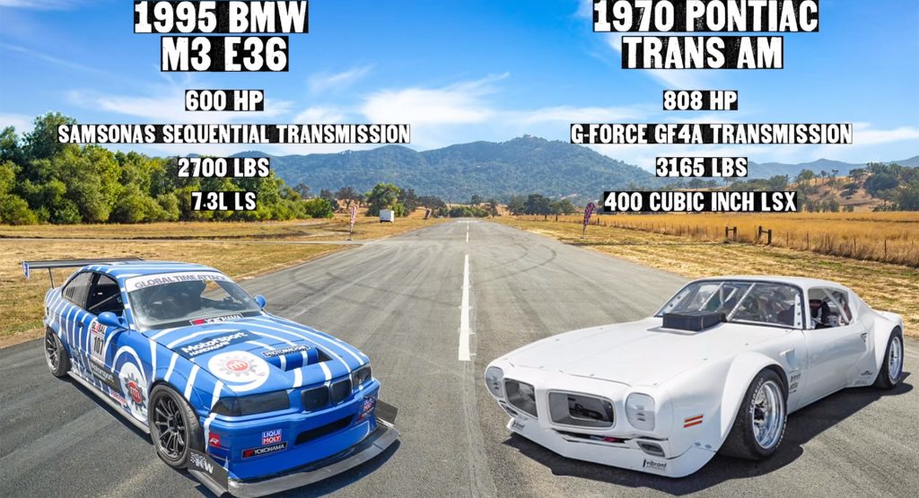 Widebody Trans Am With 808 HP Pits Itself Against A 600 HP BMW E36 Time Attack Car