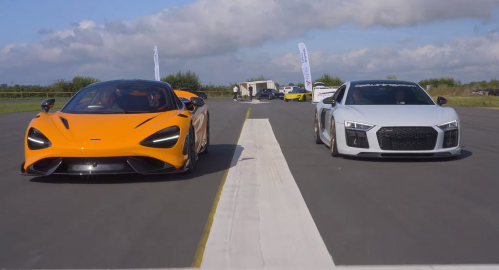 Does A Stock McLaren 765LT Stand Any Chance Against A 1,100 HP Twin-Turbo Audi R8?