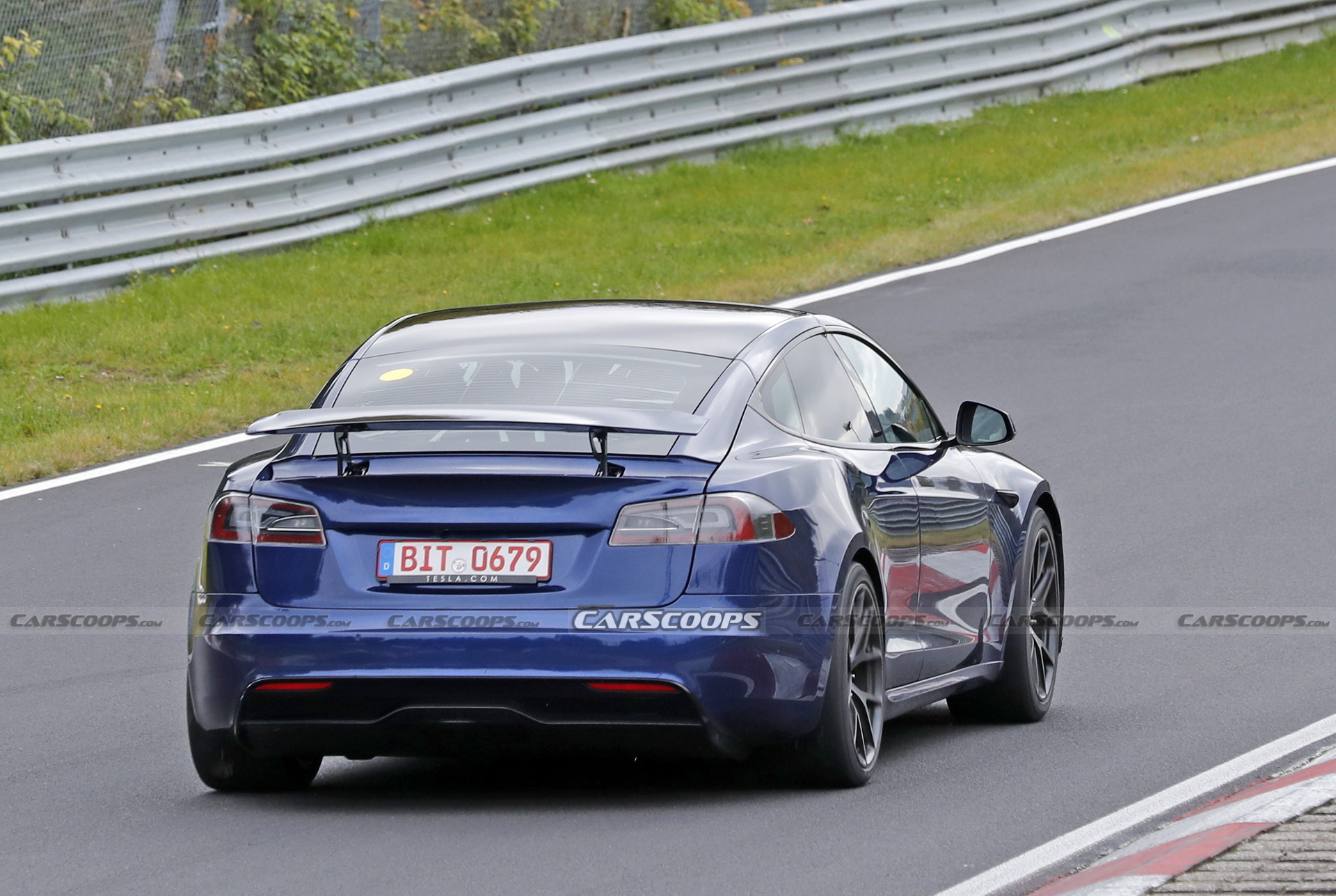 Tesla Model S Plaid With Active Aero Caught Testing At The Nürburgring