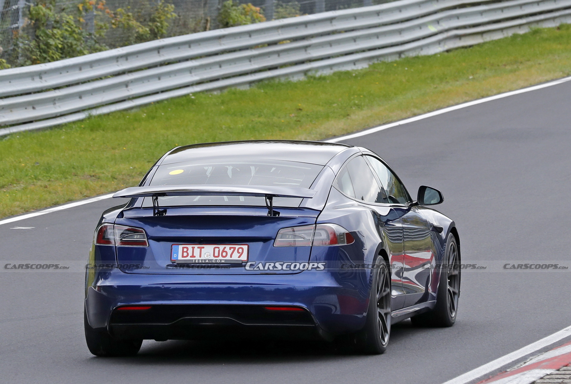 Tesla Model S Plaid With Active Aero Caught Testing At The Nürburgring