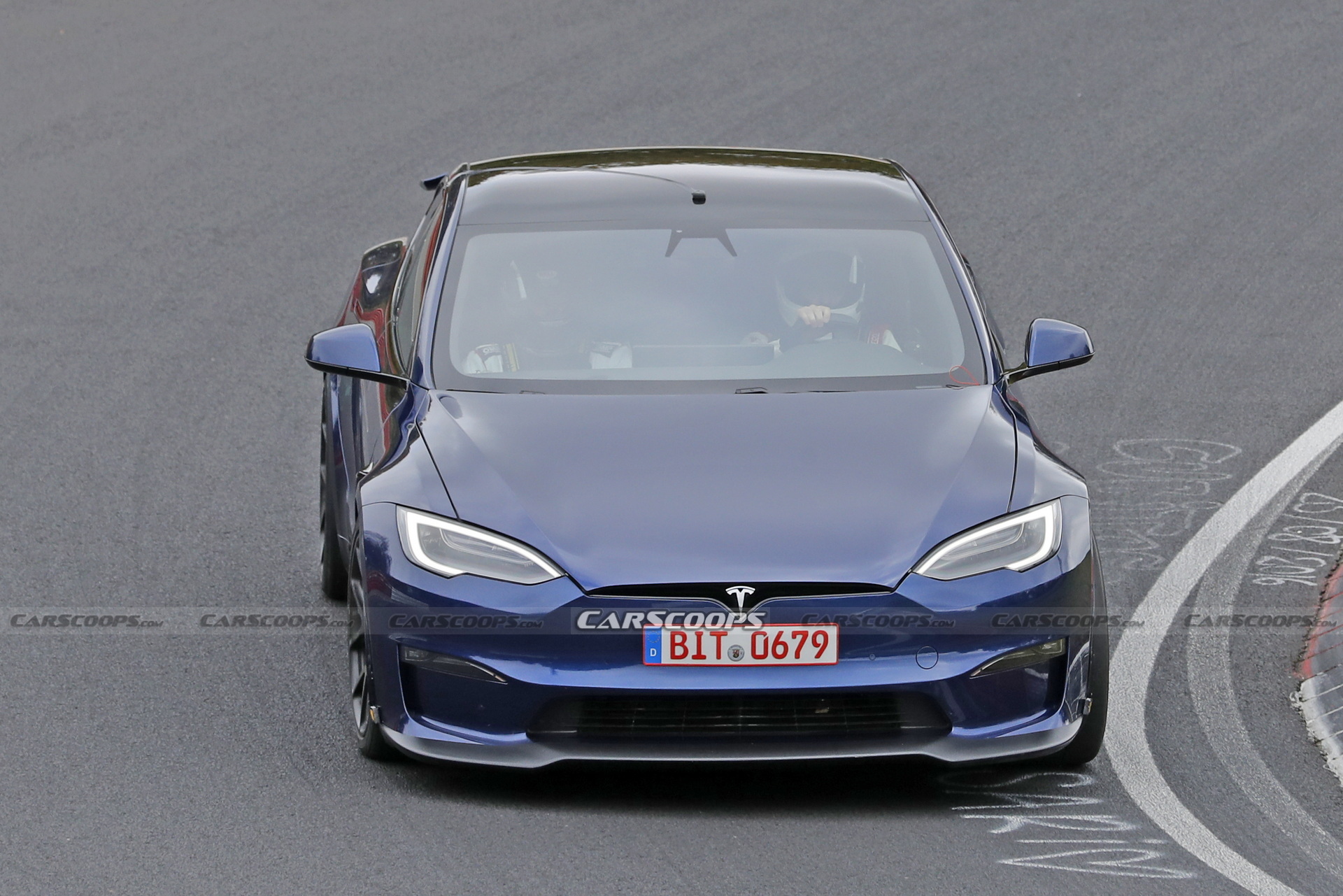 Tesla Model S Plaid With Active Aero Caught Testing At The Nürburgring