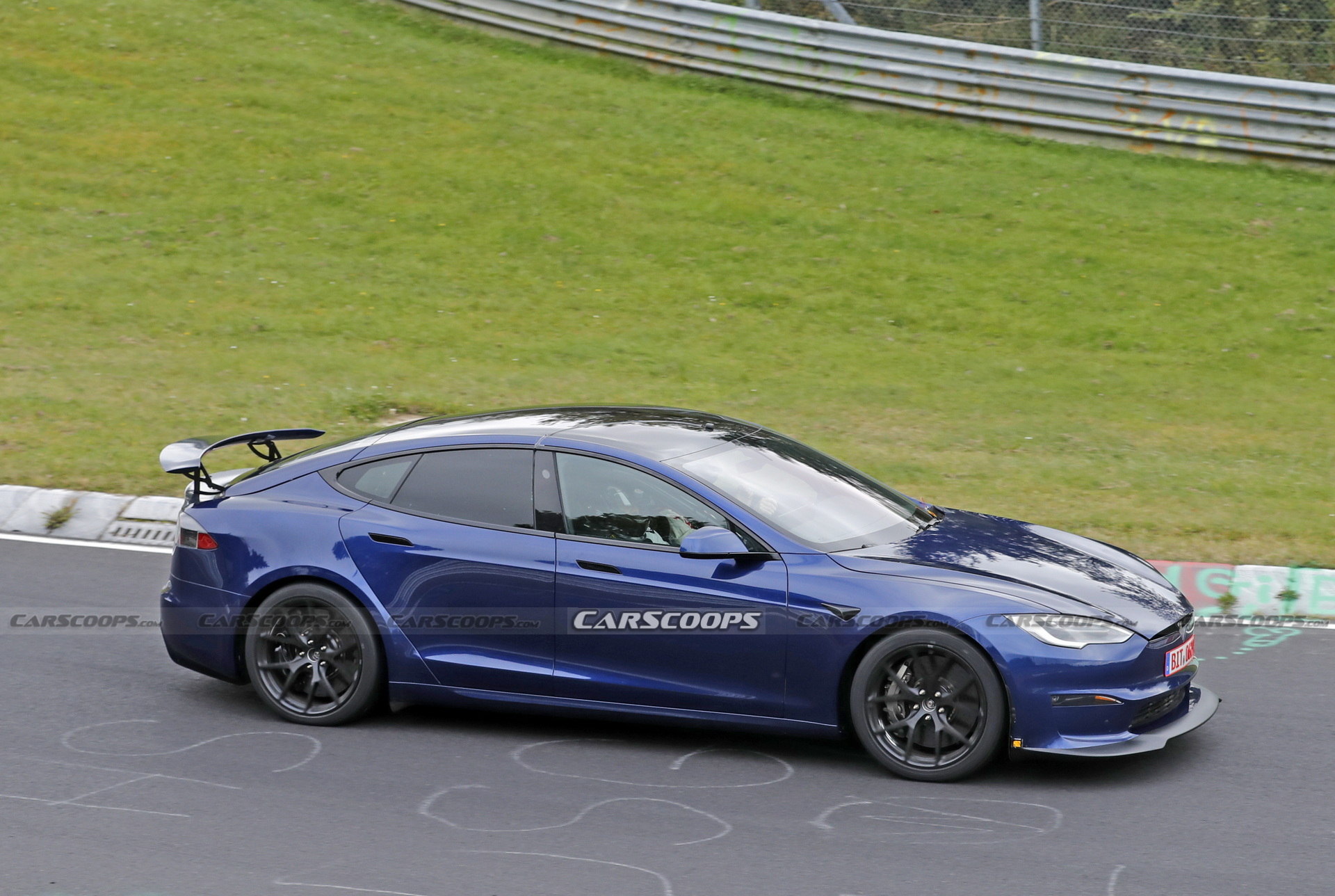 Tesla Model S Plaid With Active Aero Caught Testing At The Nürburgring