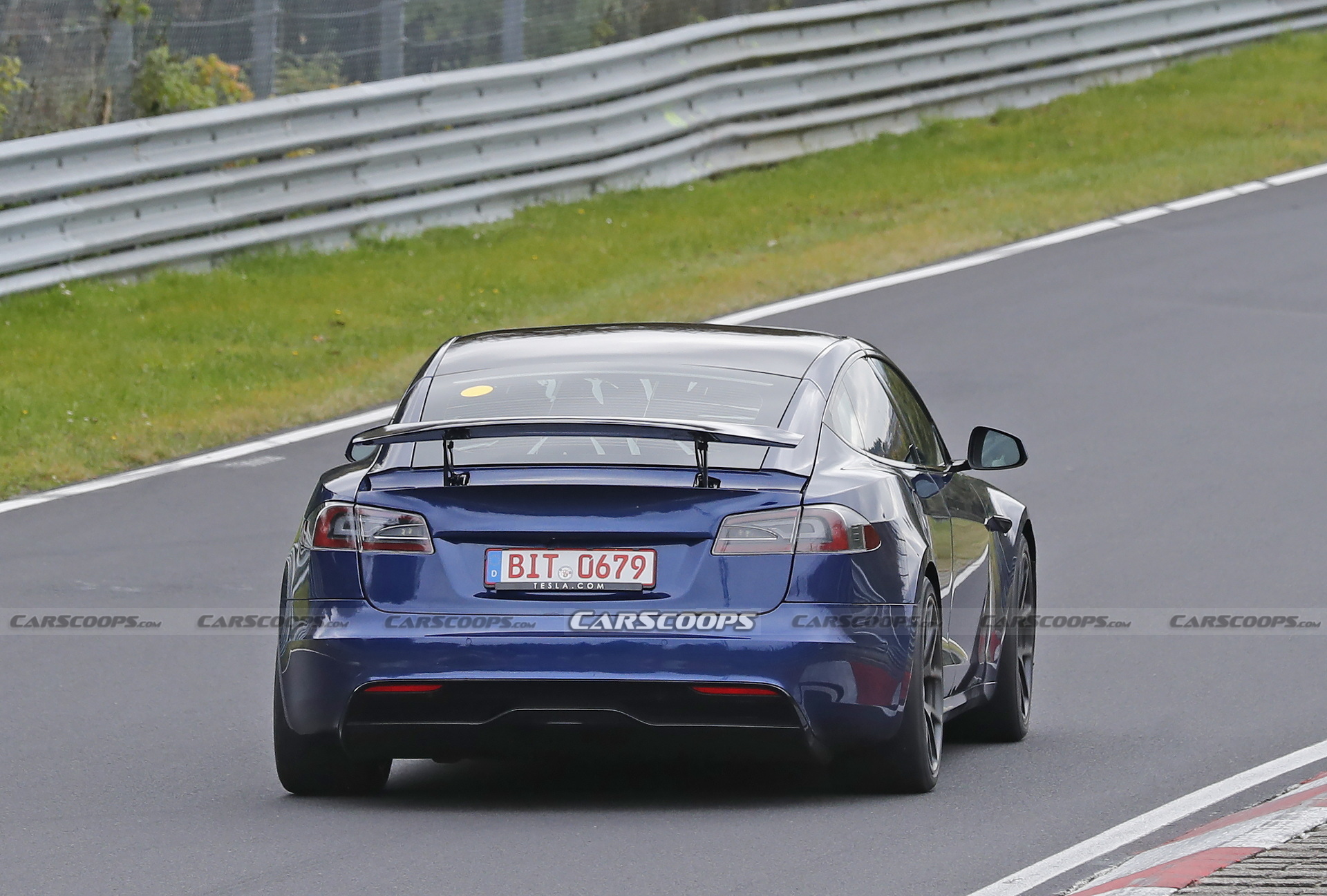 Tesla Model S Plaid With Active Aero Caught Testing At The Nürburgring