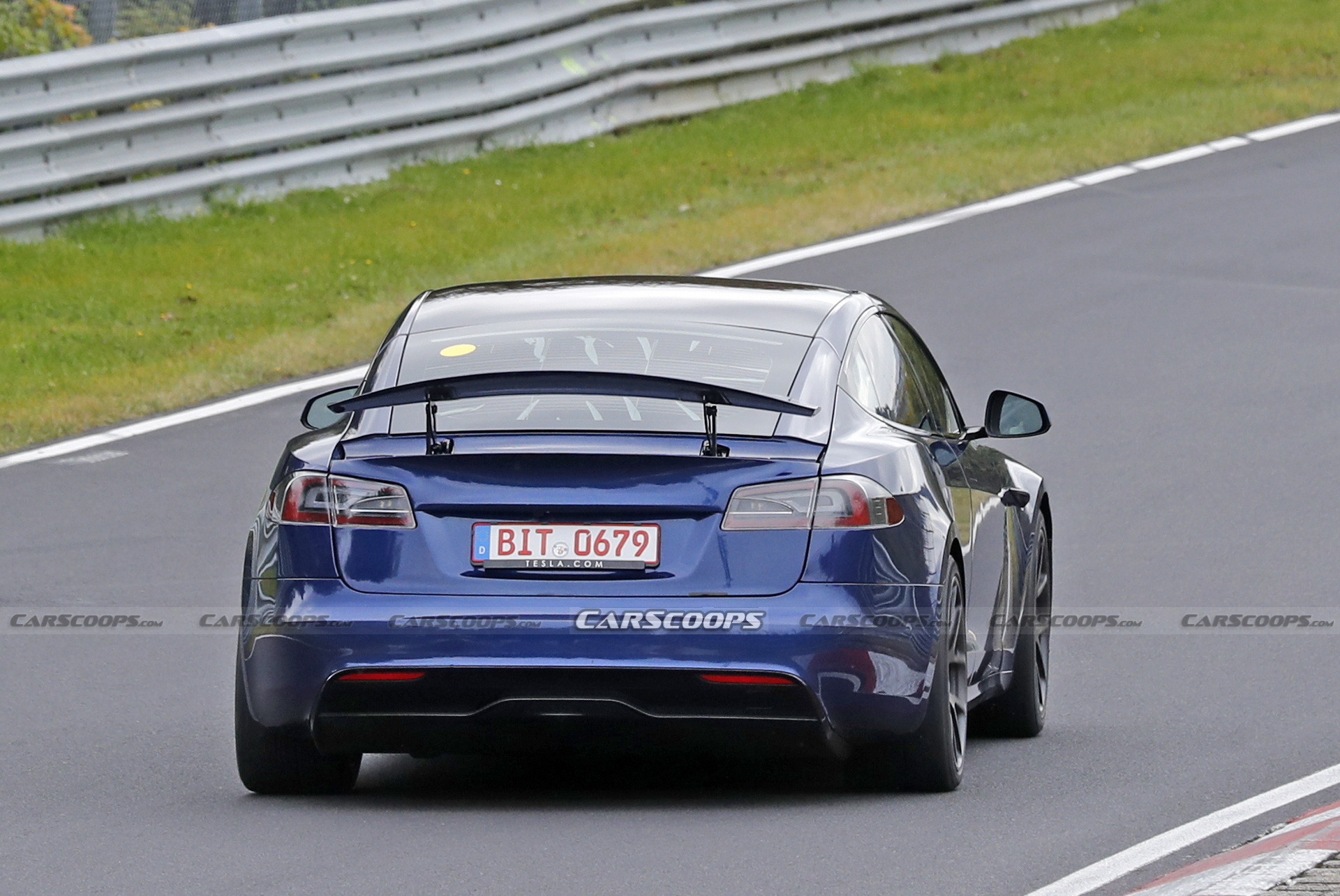 Tesla Model S Plaid With Active Aero Caught Testing At The Nürburgring