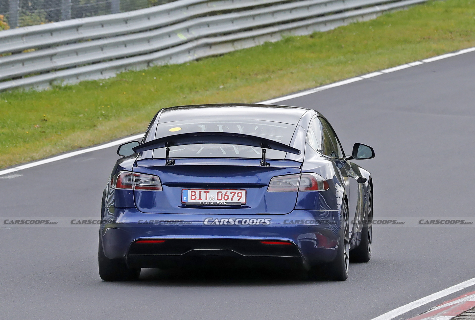 Tesla Model S Plaid With Active Aero Caught Testing At The Nürburgring