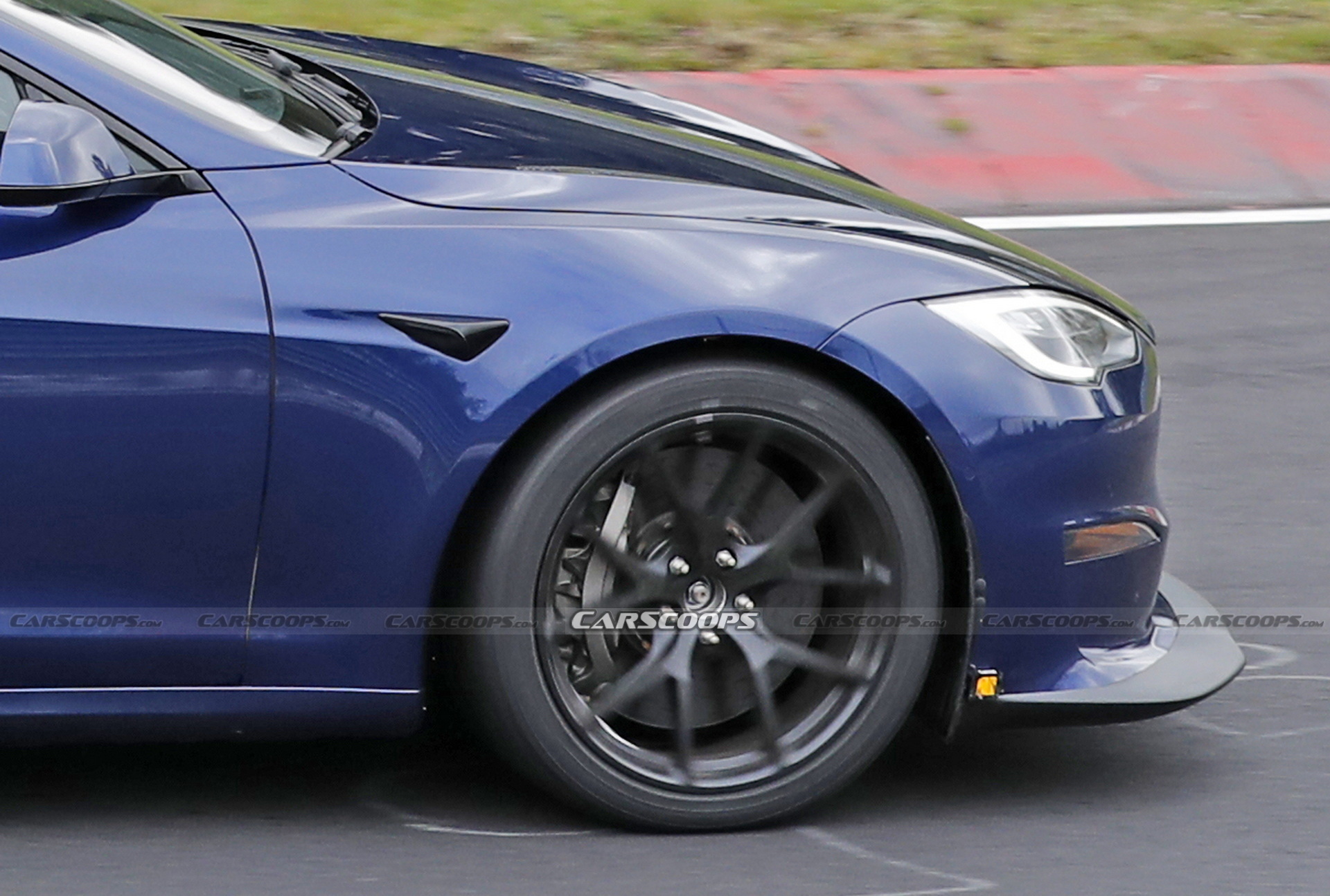 Tesla Model S Plaid With Active Aero Caught Testing At The Nürburgring