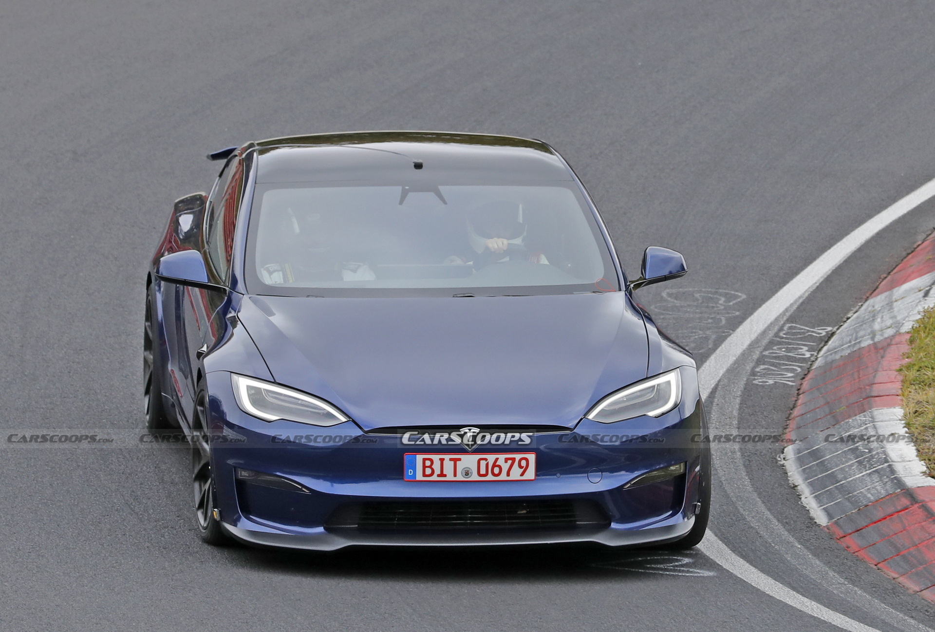 Tesla Model S Plaid With Active Aero Caught Testing At The Nürburgring