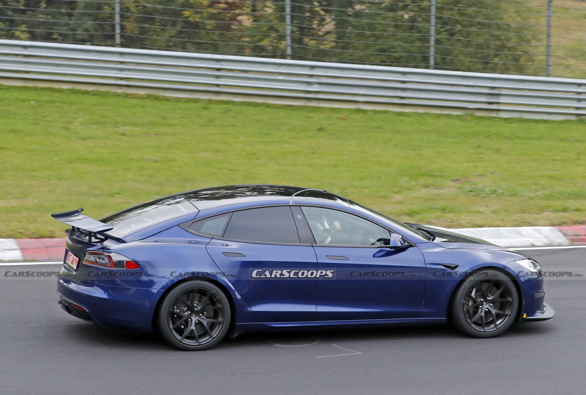 Tesla Model S Plaid With Active Aero Caught Testing At The Nürburgring