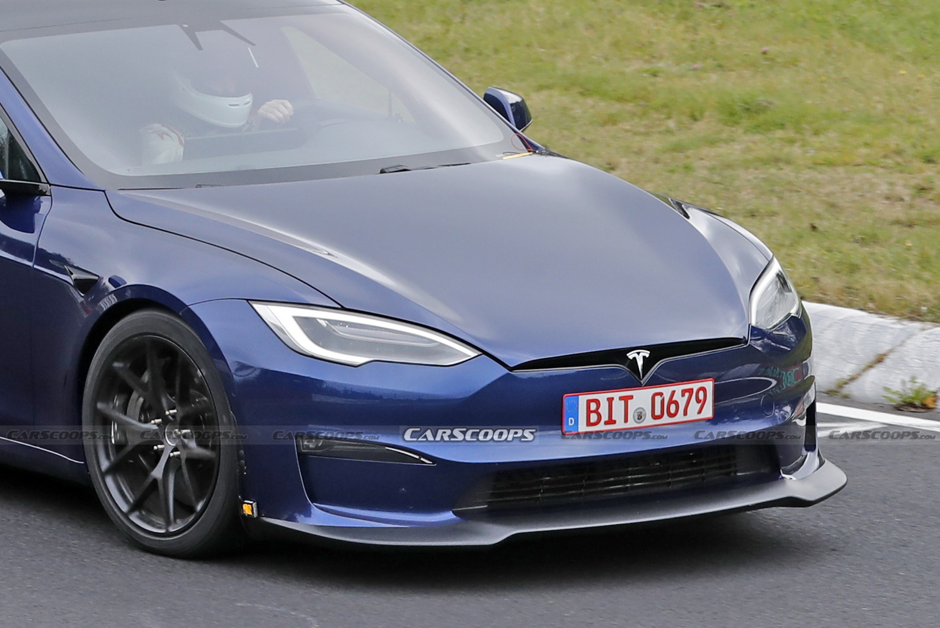 Tesla Model S Plaid With Active Aero Caught Testing At The Nürburgring