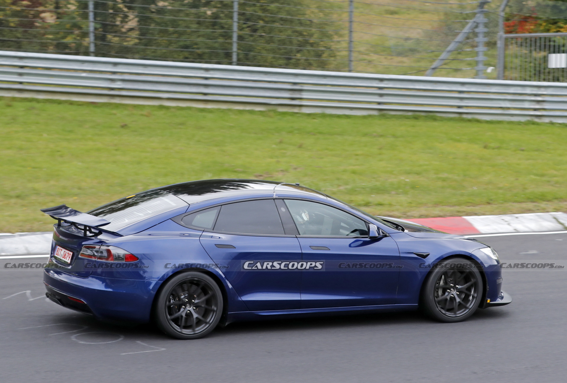 Tesla Model S Plaid With Active Aero Caught Testing At The Nürburgring
