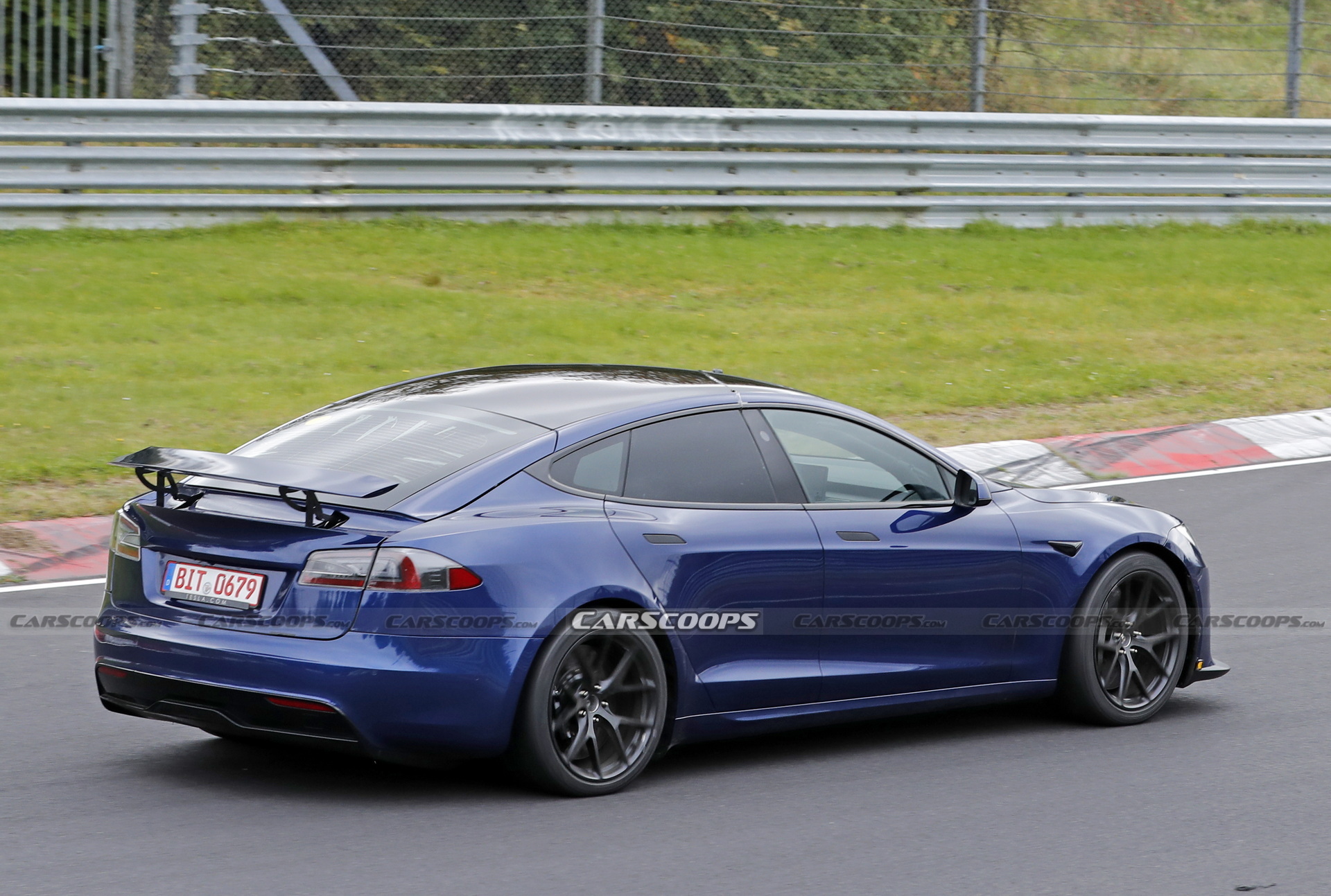 Tesla Model S Plaid With Active Aero Caught Testing At The Nürburgring