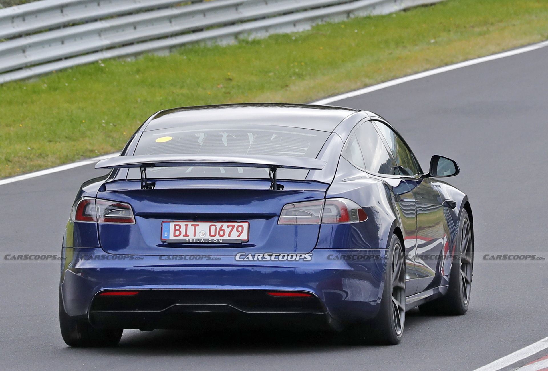 Tesla Model S Plaid With Active Aero Caught Testing At The Nürburgring