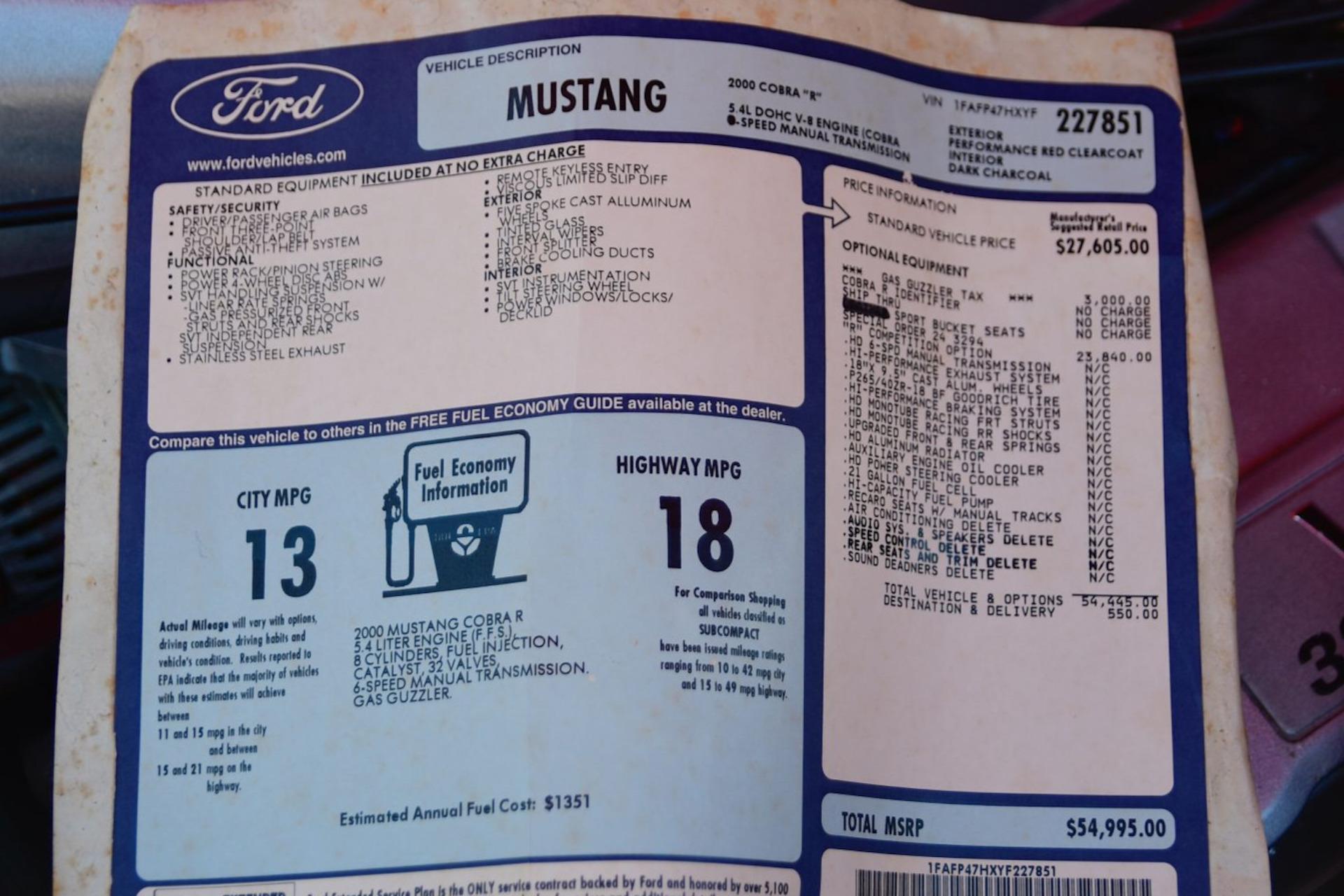 This 365-Mile SVT Mustang Cobra R Is Calling The New GT500 Out