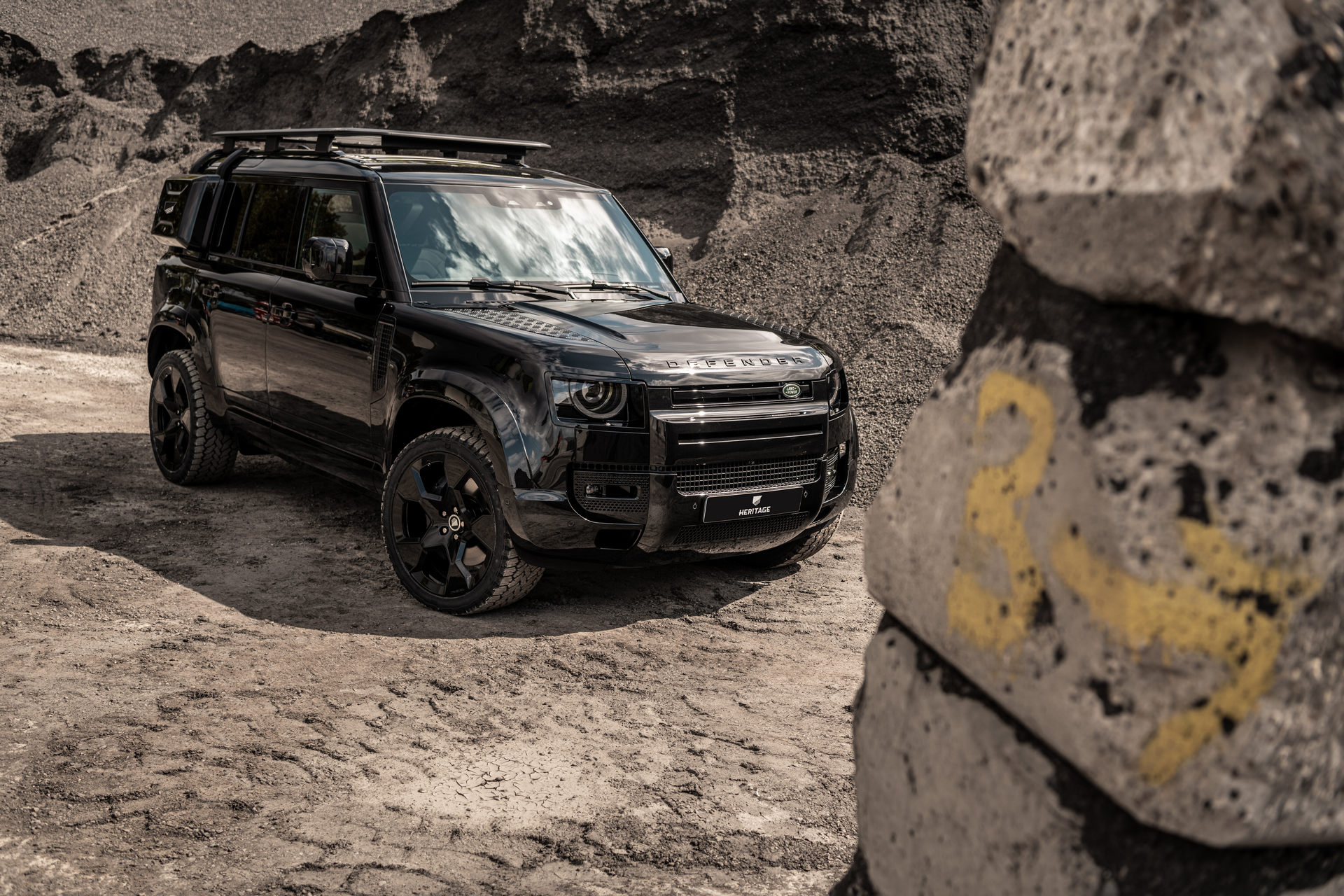 Heritage Customs Dresses The Land Rover Defender In All-Black Tuxedo
