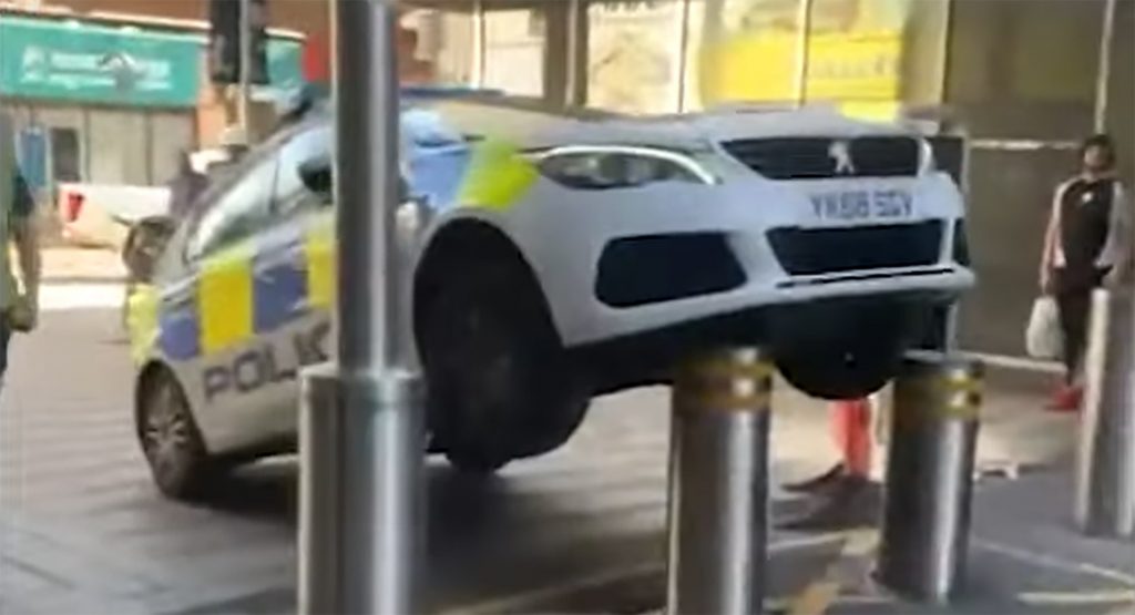  Police Car Gets Impaled By Retractable Bollard After Unfortunate Parking Job