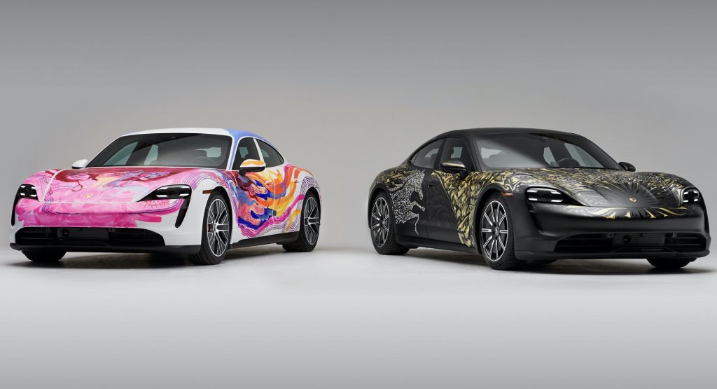  Porsche Taycan Becomes Canvas For Two Artists Engaged In Art Battle