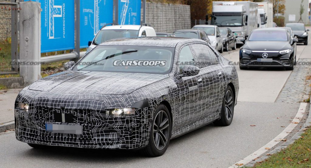  2023 BMW i7 Spied Testing Against Mercedes EQS, Tesla Model Y And XPeng P7
