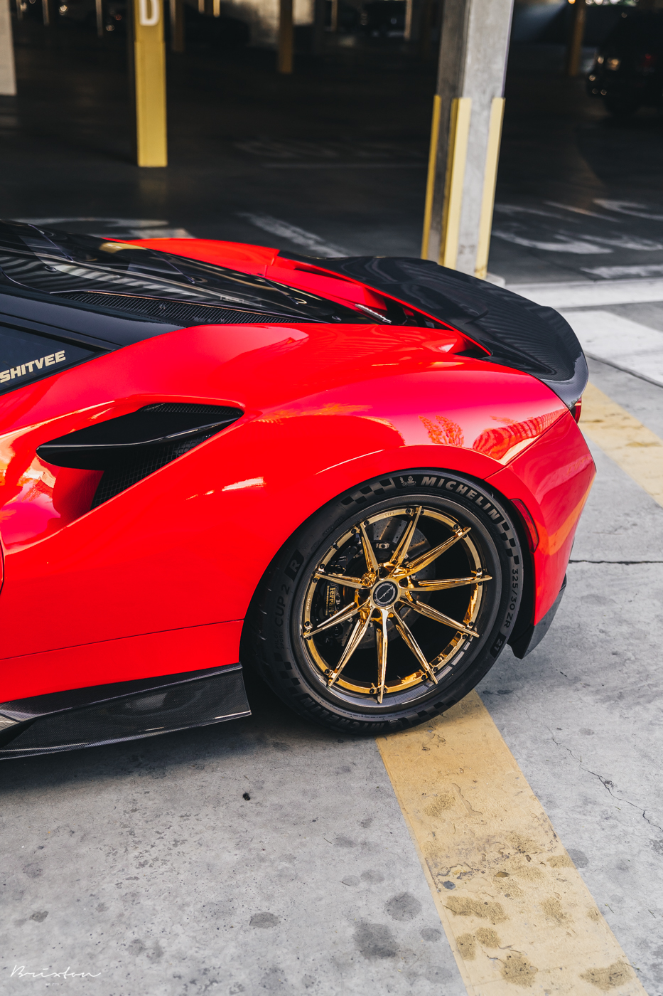 Ferrari F8 Tributo Glistens With Gold Wheels