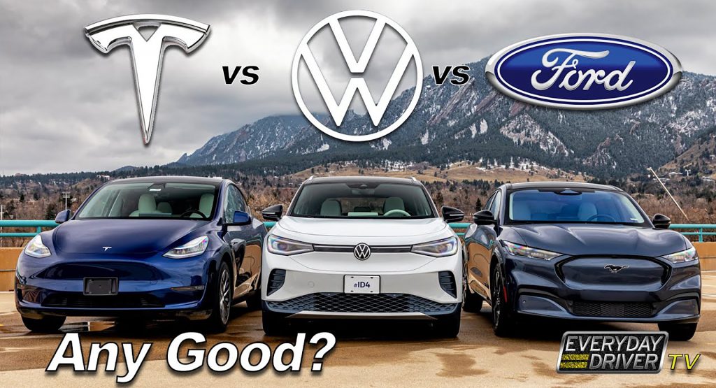  Ford Mustang Mach-E Vs. Tesla Model Y Vs. VW ID.4: Which Mainstream EV Crossover Is The Best?
