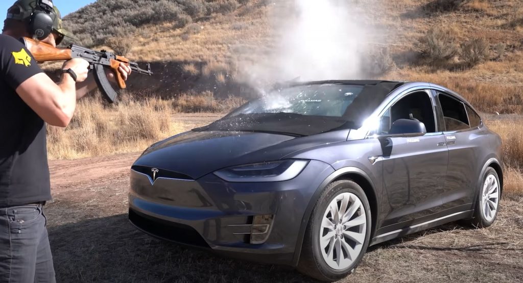  Can The Bulletproof Glass Of This Tesla Model X Survive An AK47?