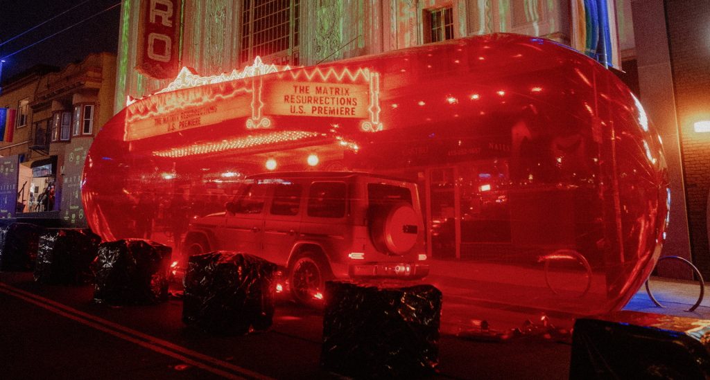  Mercedes Puts G-Class In 39-Foot Red Pill For Matrix: Resurrections Premiere