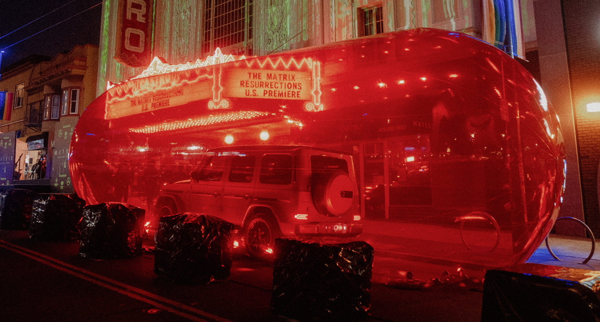 Mercedes Puts G-Class In 39-Foot Red Pill For Matrix: Resurrections Premiere