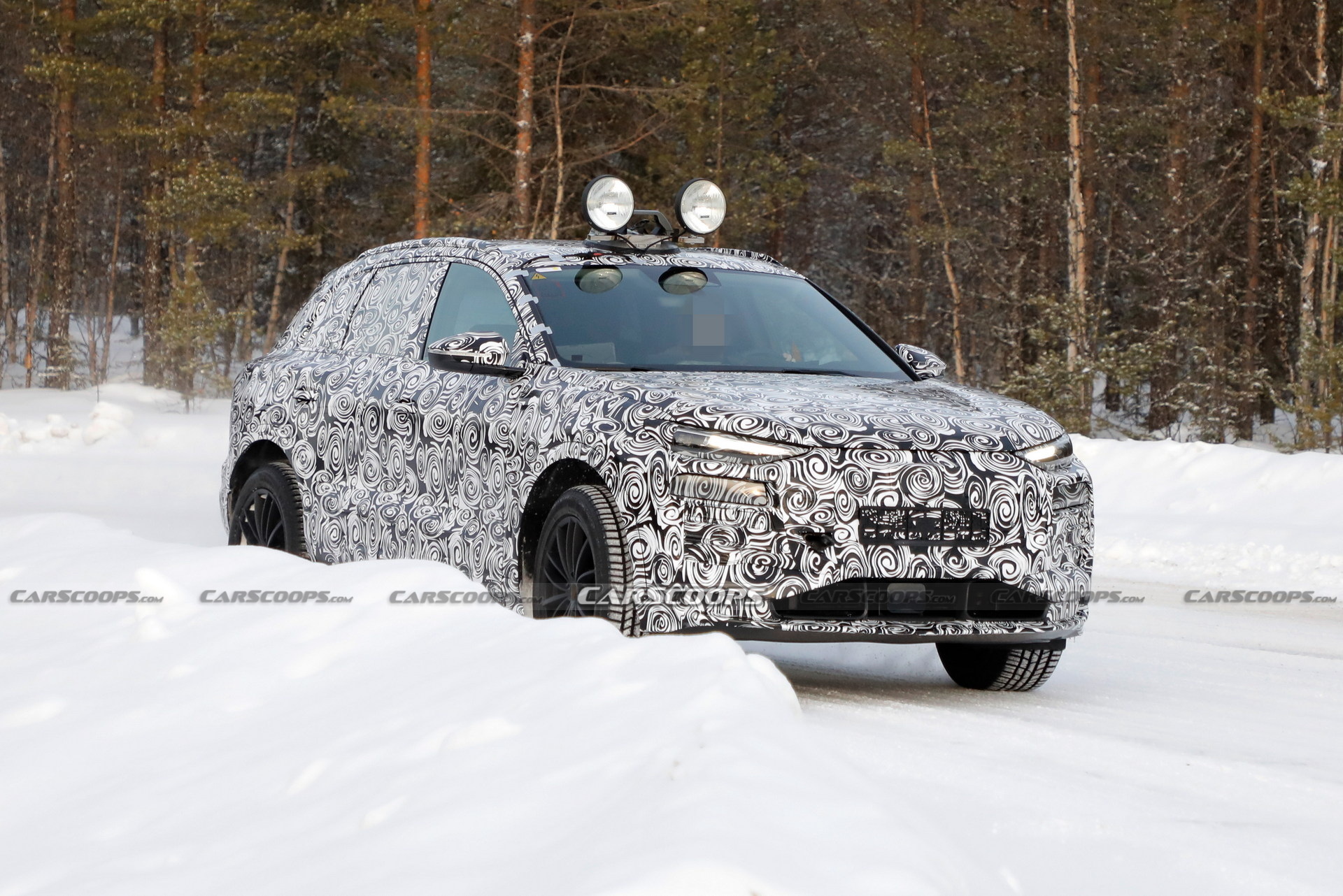 2023 Audi Q6 E-Tron Spied Showing Citroen-Style Dual Headlights