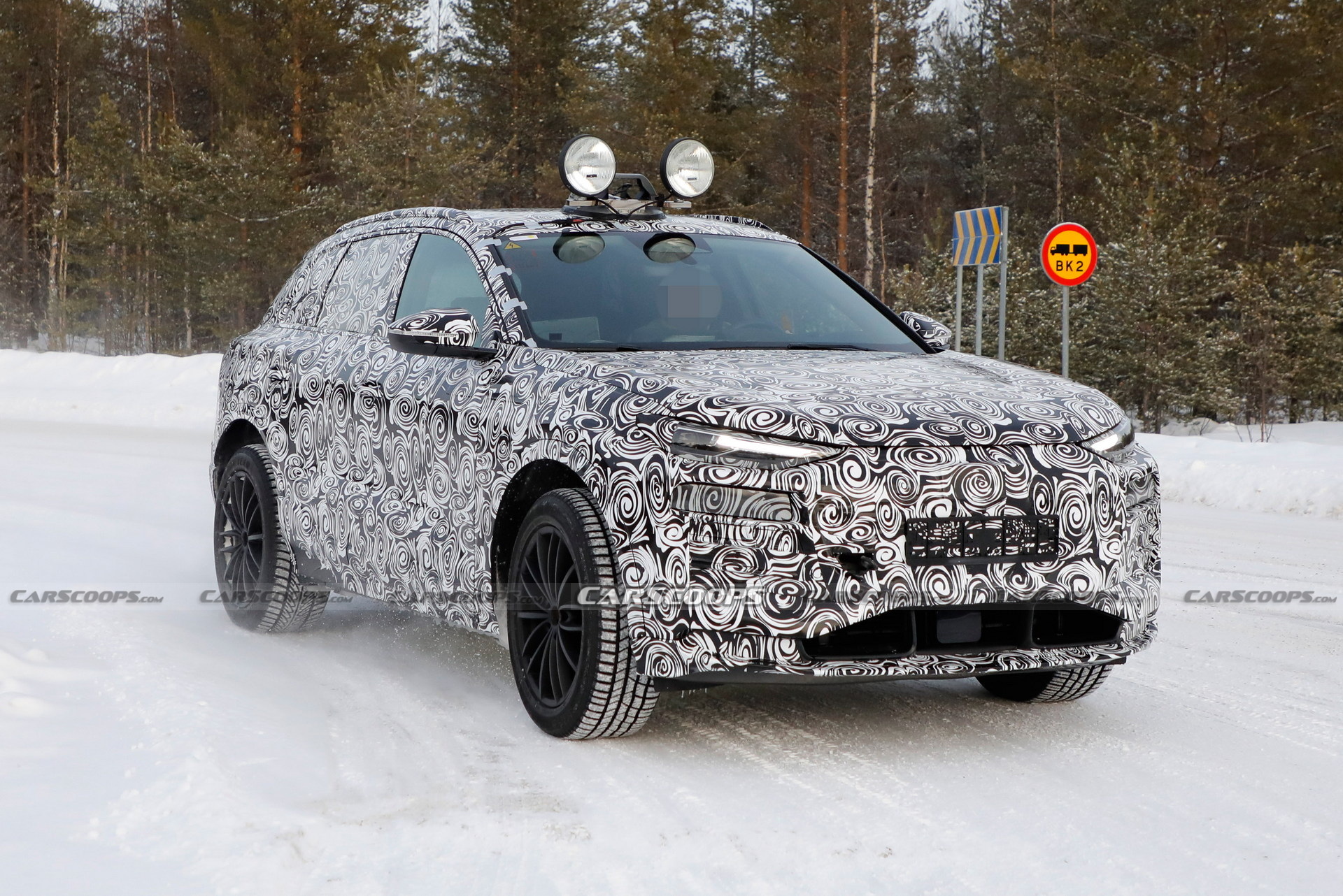 2023 Audi Q6 E-Tron Spied Showing Citroen-Style Dual Headlights