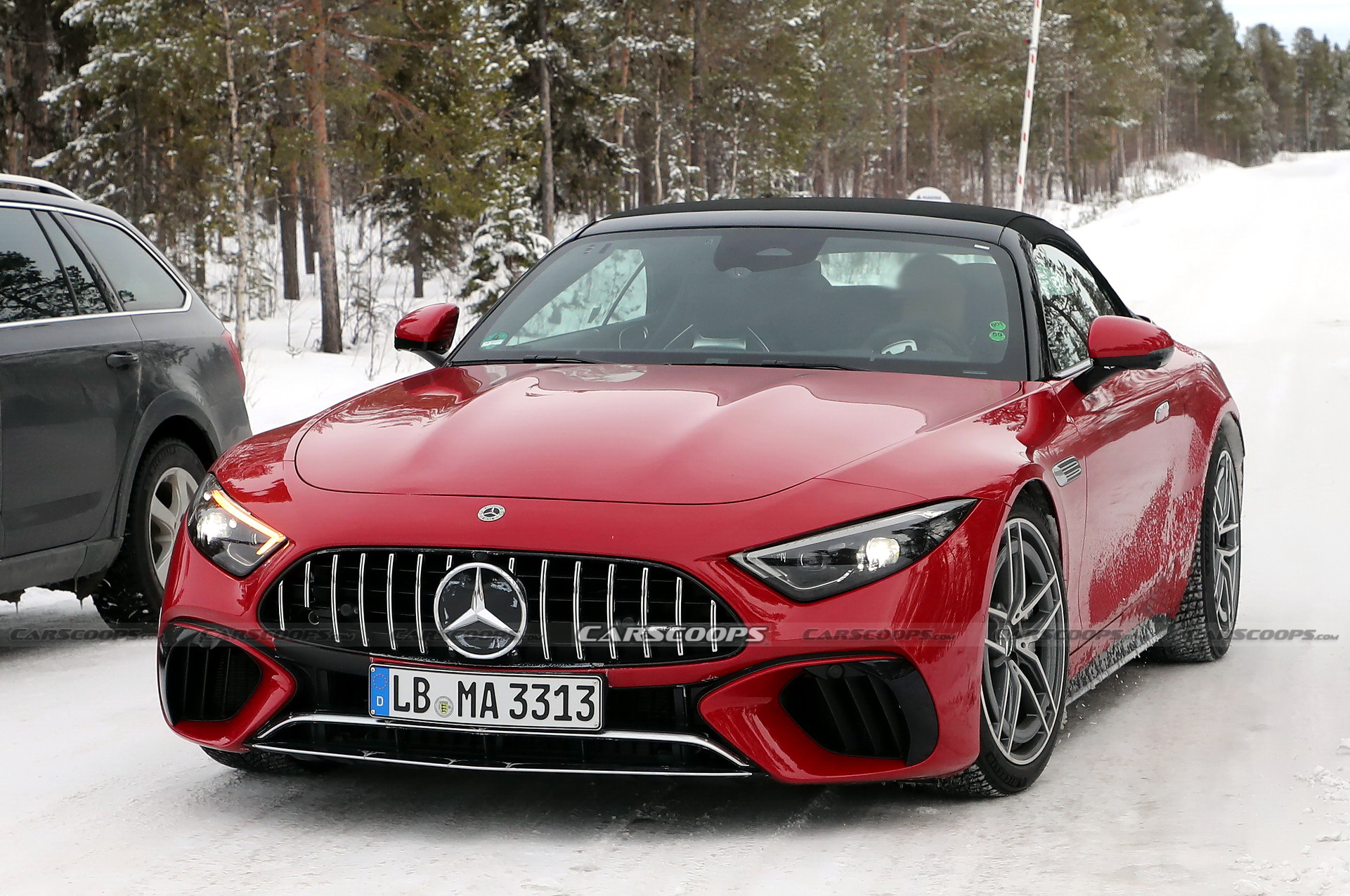 2023 Mercedes-AMG SL63 E-Performance Plug-in Hybrid Spied Looking Pretty In Red