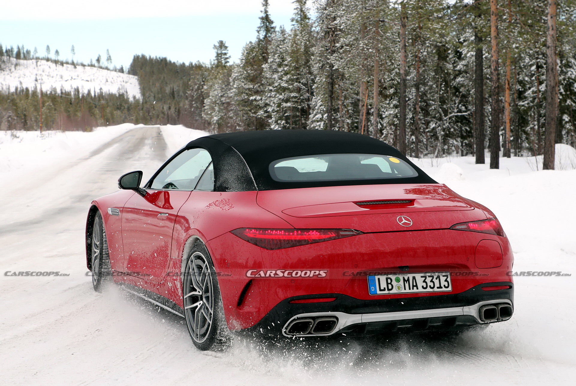 2023 Mercedes-AMG SL63 E-Performance Plug-in Hybrid Spied Looking Pretty In Red