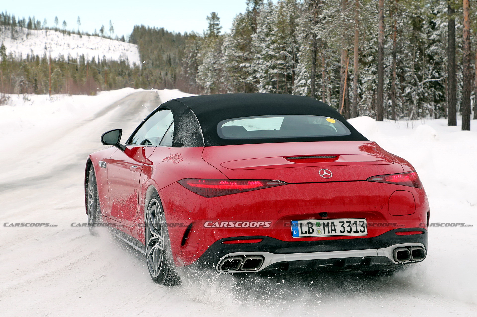 2023 Mercedes-AMG SL63 E-Performance Plug-in Hybrid Spied Looking Pretty In Red