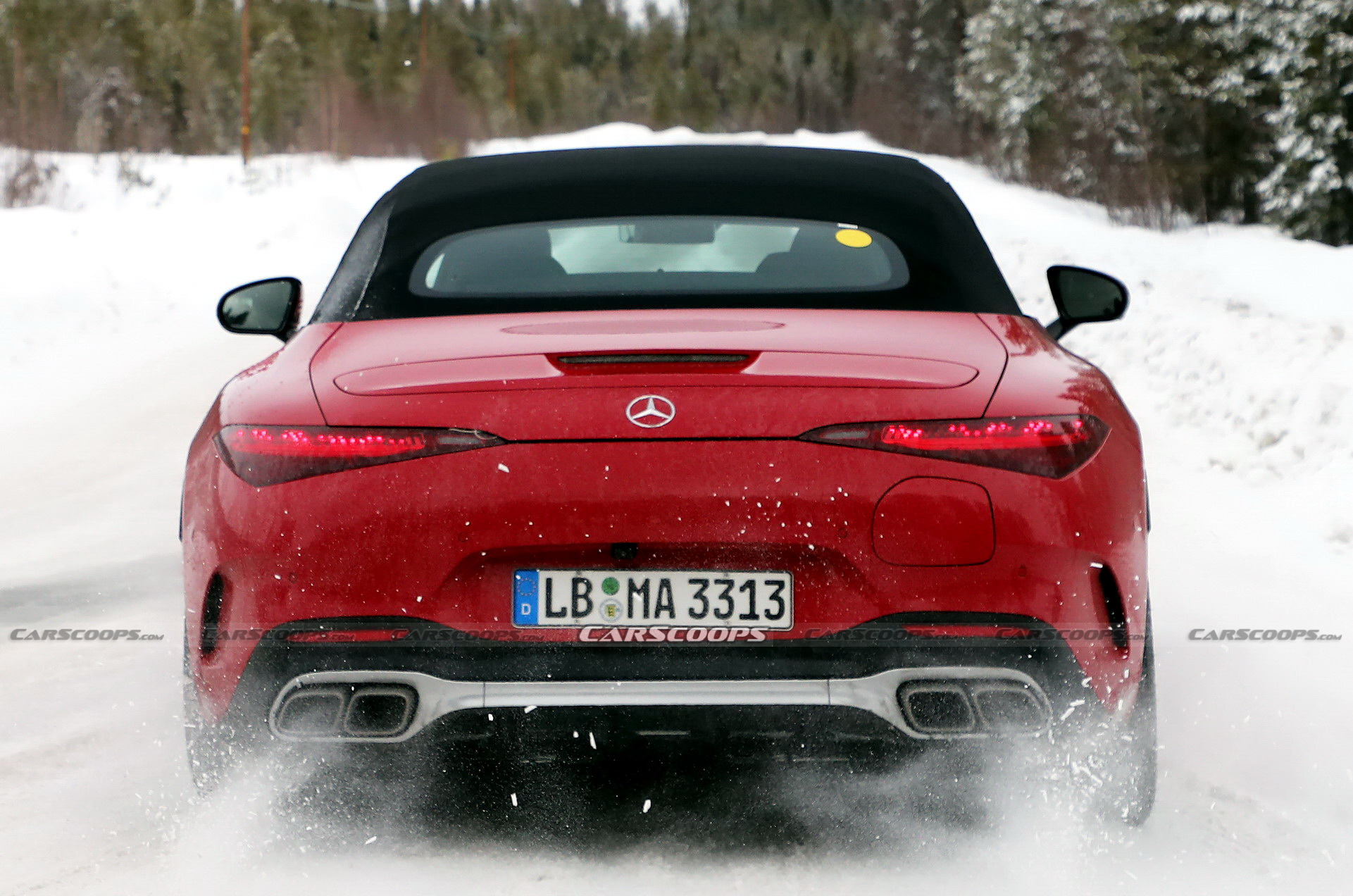 2023 Mercedes-AMG SL63 E-Performance Plug-in Hybrid Spied Looking Pretty In Red