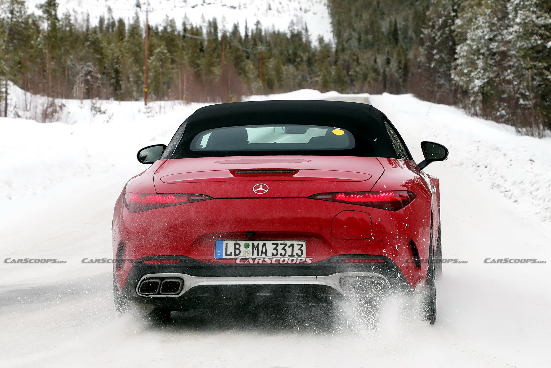 2023 Mercedes-AMG SL63 E-Performance Plug-in Hybrid Spied Looking Pretty In Red