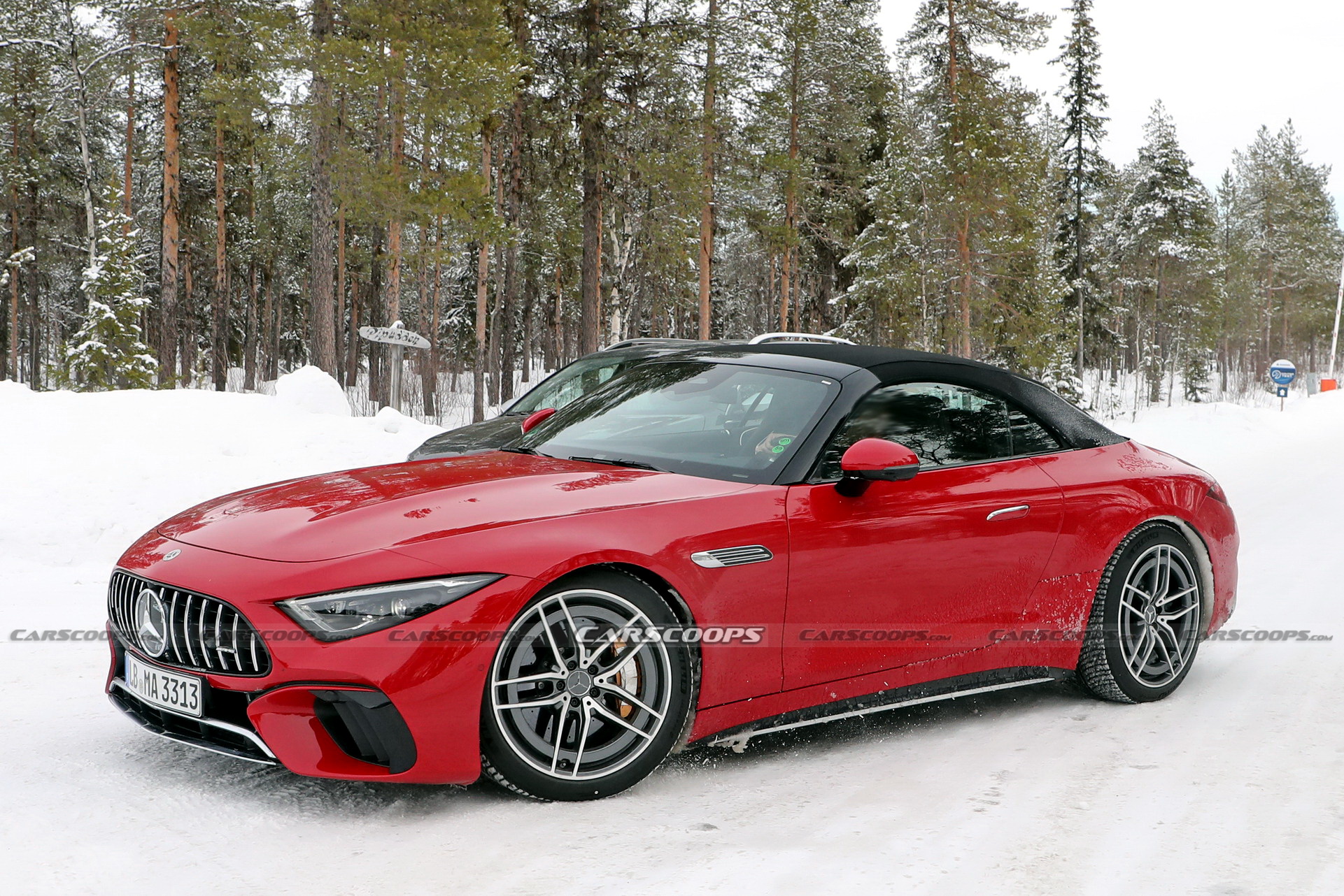 2023 Mercedes-AMG SL63 E-Performance Plug-in Hybrid Spied Looking Pretty In Red