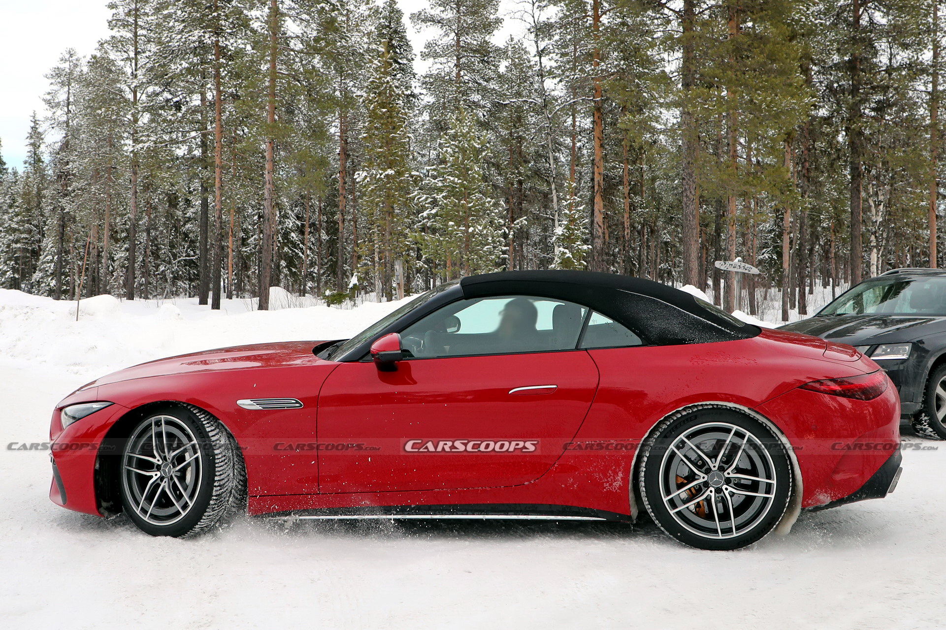 2023 Mercedes-AMG SL63 E-Performance Plug-in Hybrid Spied Looking Pretty In Red
